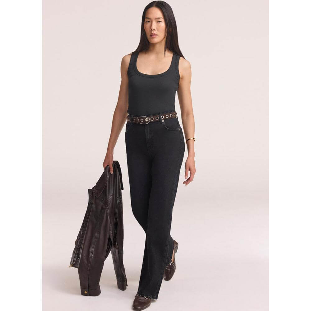 Mint Velvet Washed Black Straight Jeans